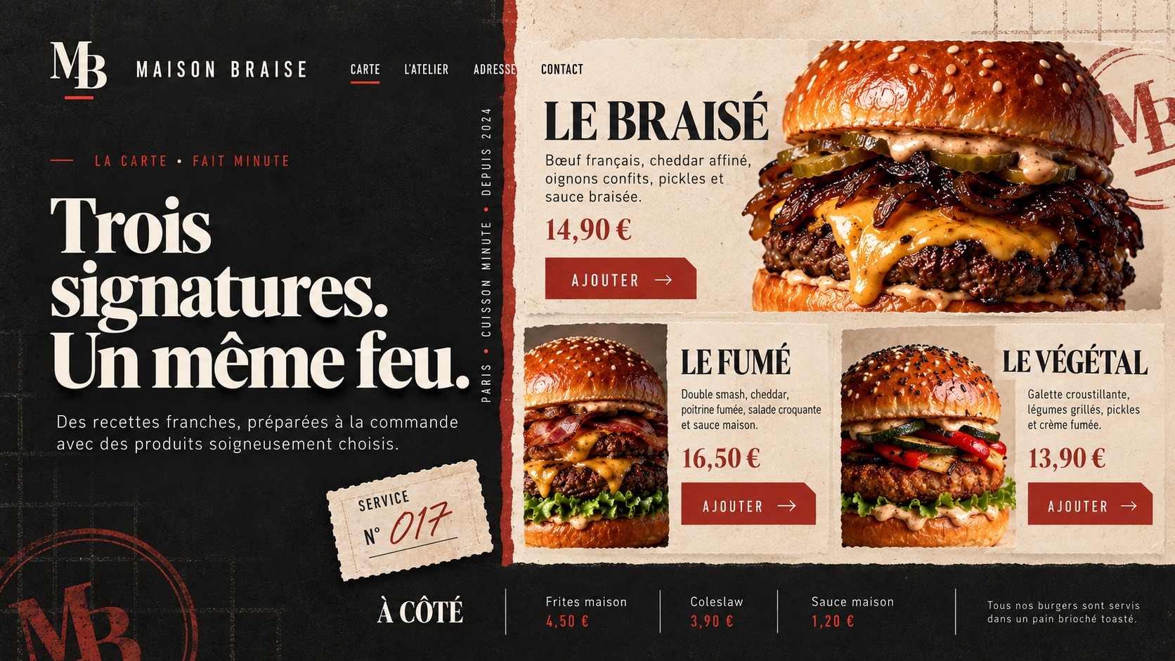 Exemple de site réalisé pour Maison Braise — la carte
