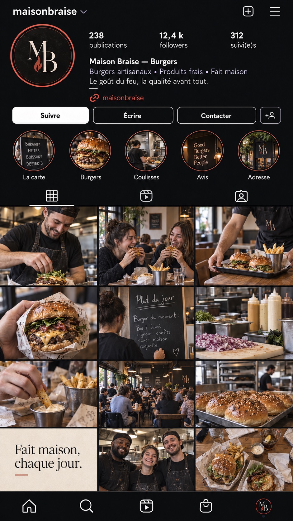 Profil Instagram de Maison Braise