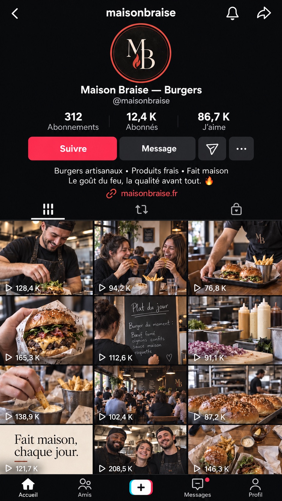 Profil TikTok de Maison Braise